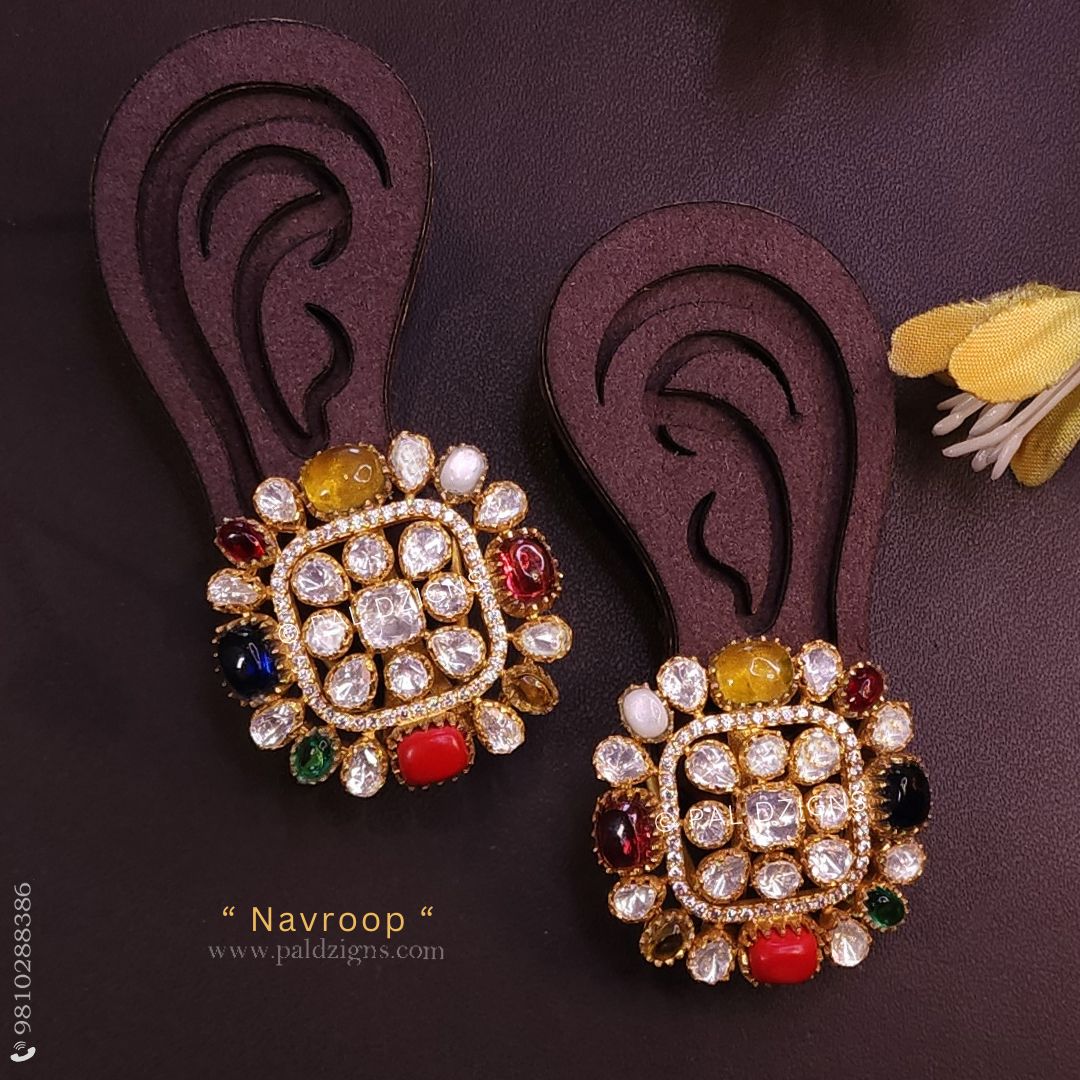 Navroop Moissanite Polki Stud