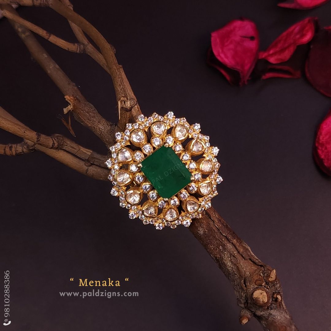 Menaka Gold Moissanite Polki Ring