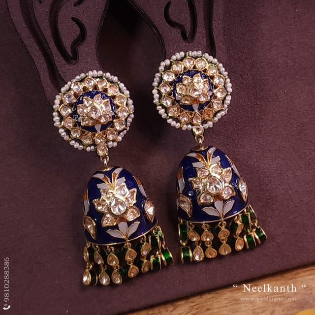 Neelkanth Moissanite Polki Jhumki