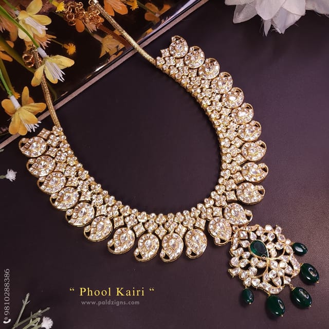 Phool Kairi Detachable Moissanite Polki Pendant