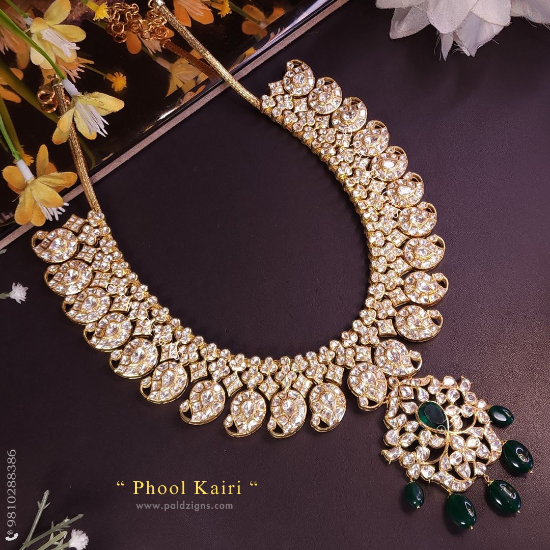 Phool Kairi Detachable Moissanite Polki Pendant
