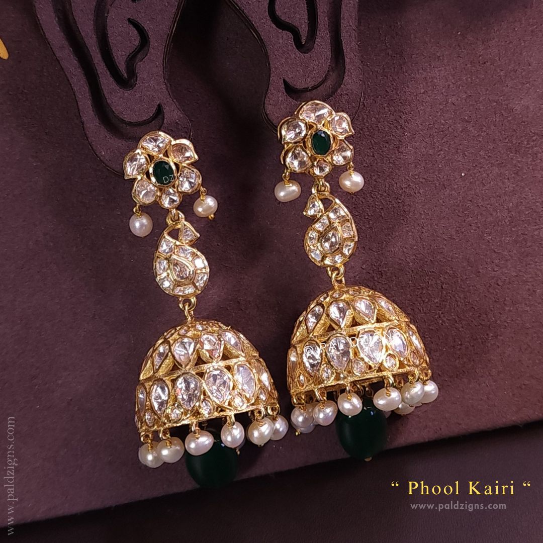 Phool Kairi Moissanite Polki Jhumki