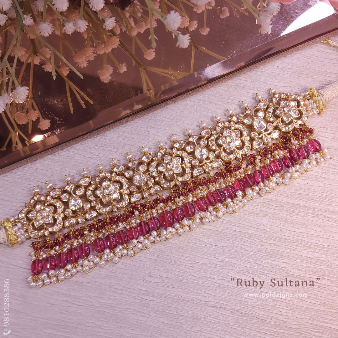 Ruby Sultana Moissanite Polki Choker