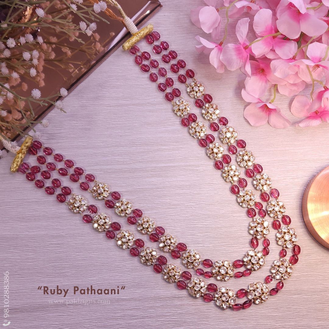 Ruby Pathaani Moissanite Polki Necklace