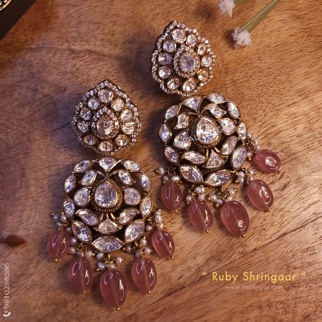 Ruby Shringaar Moissanite Polki Earrings