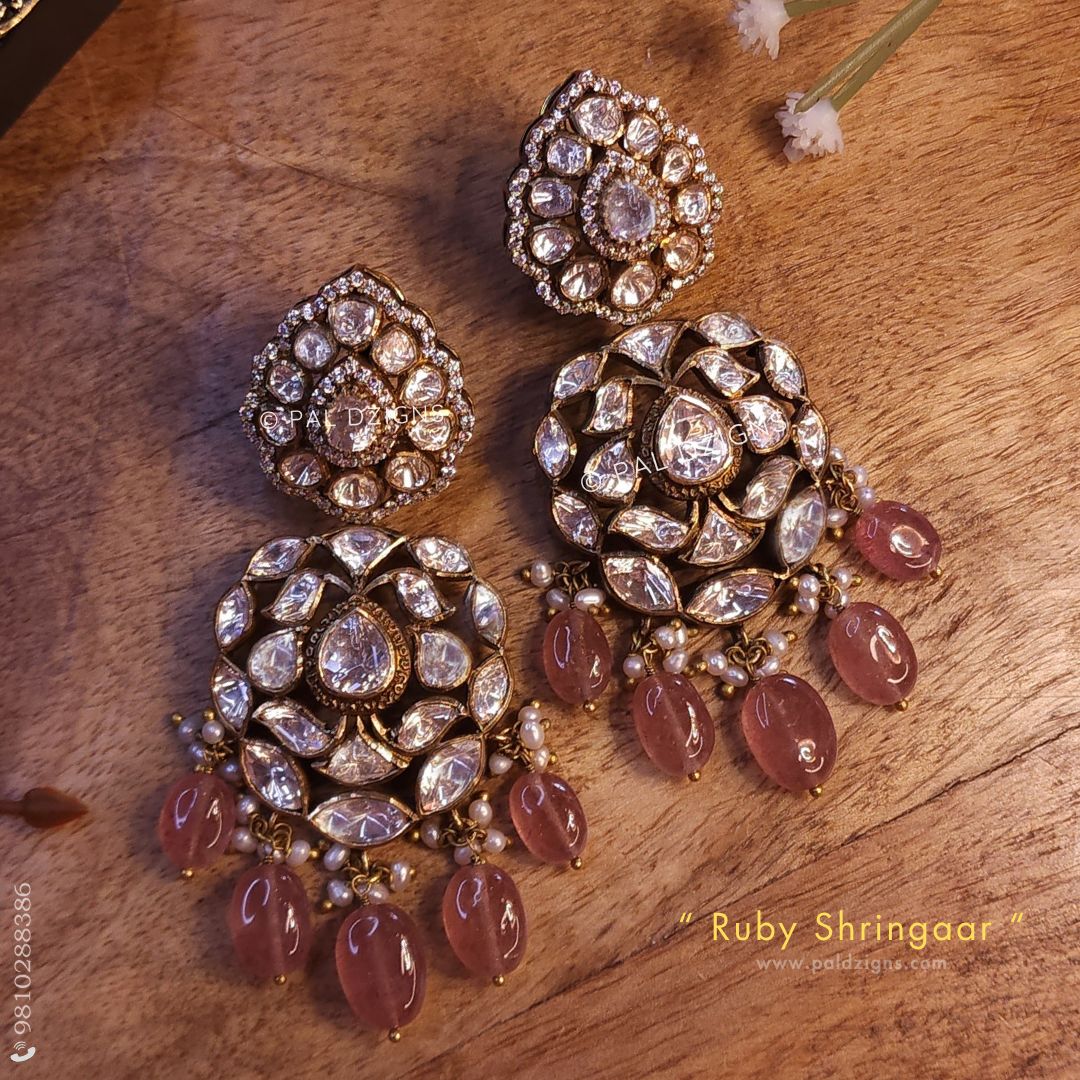 Ruby Shringaar Moissanite Polki Earrings