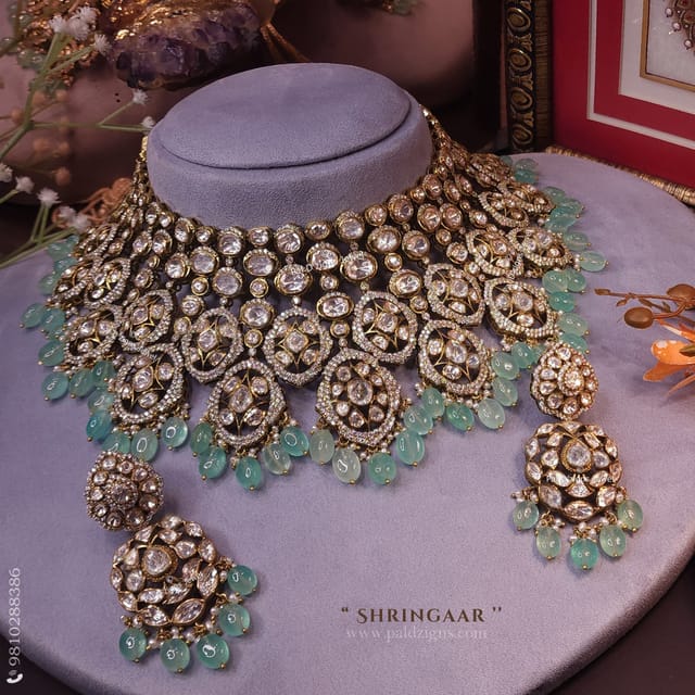 Panna Shringaar Moissanite Polki Necklace Set