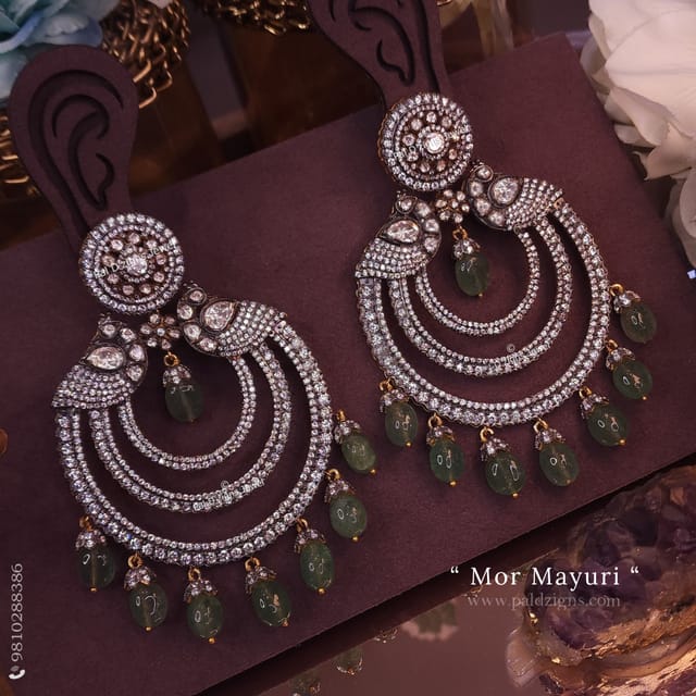 Mor Mayuri Moissanite Polki Earrings