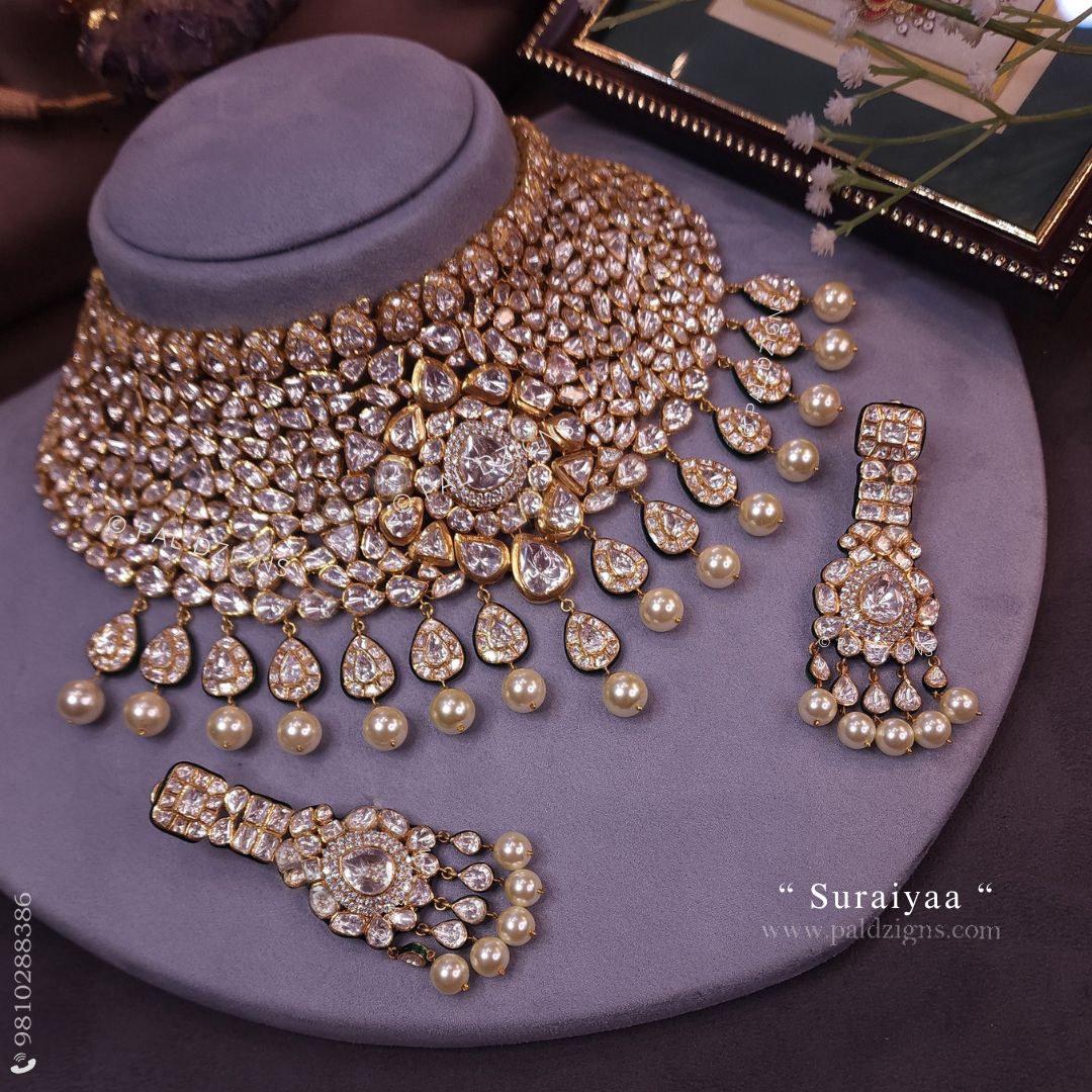 Suraiyaa Moissanite Polki Necklace Set