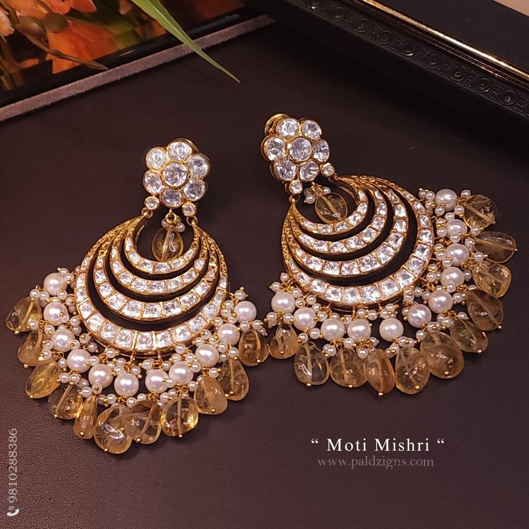 Mishri Moissanite Polki Earrings