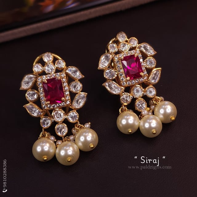 Siraj Moissanite Polki Stud