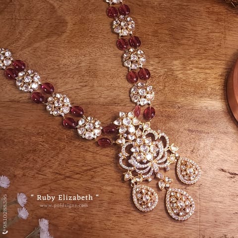 Ruby Elizabeth Moissanite Polki Pendant