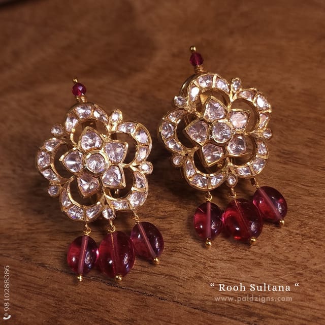 Rooh Sultana Moissanite Polki Stud