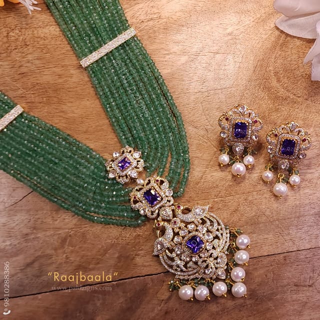 Raajbaala Moissanite Polki Pendant Set