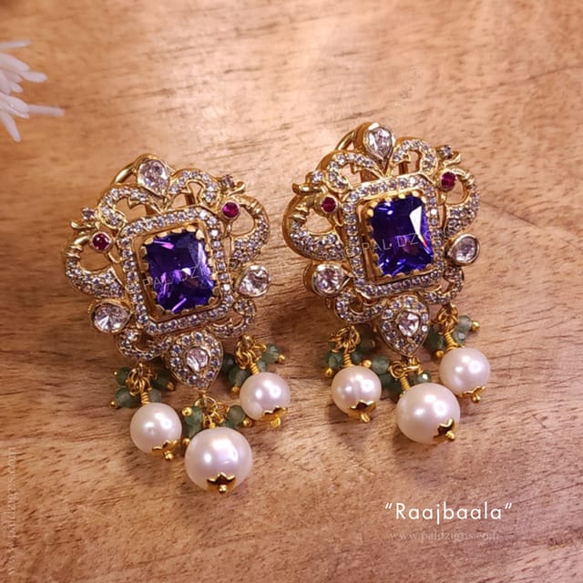 Raajbaala Moissanite Polki Studs