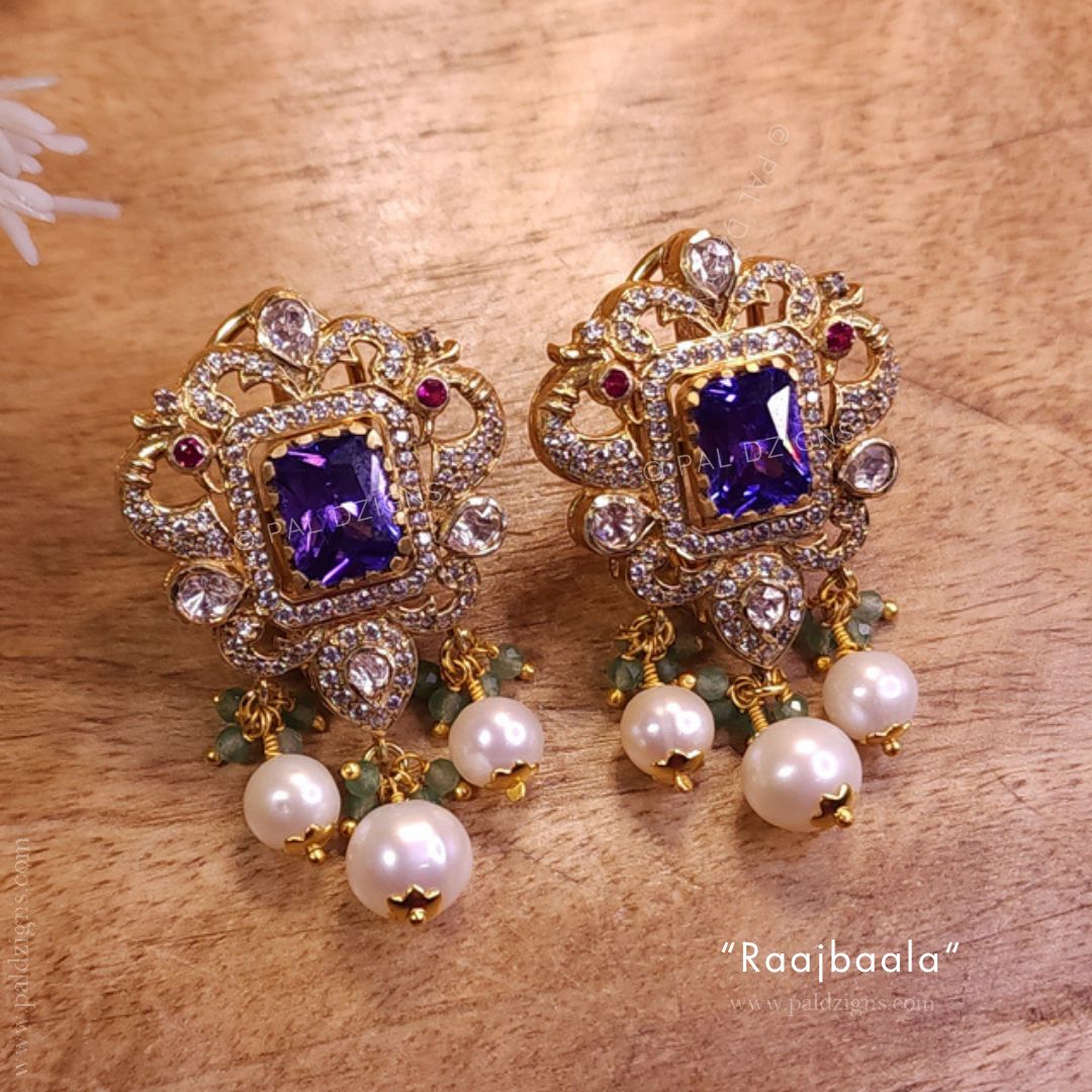 Raajbaala Moissanite Polki Studs