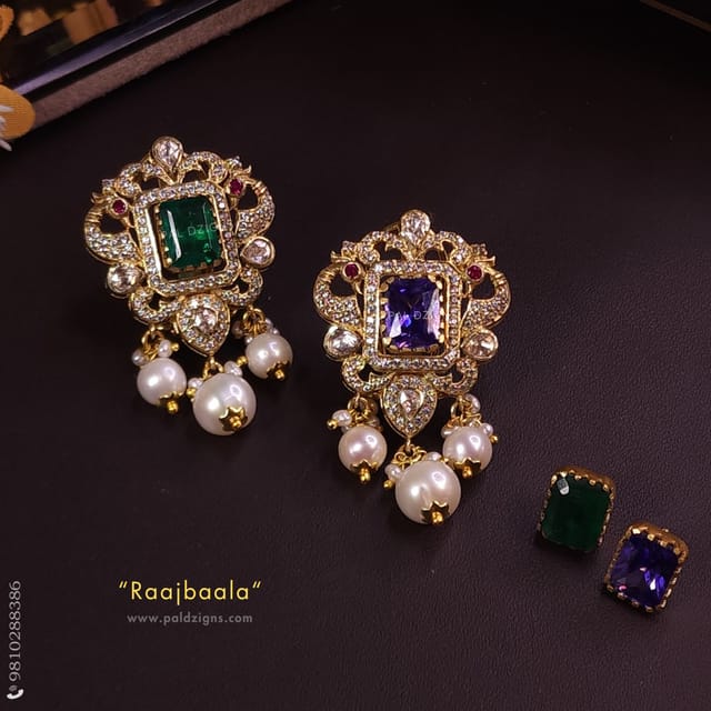Raajbaala With Changeables Moissanite Polki Studs