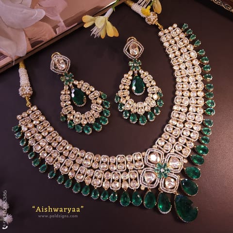 Aishwaryaa Moissanite Polki Necklace Set
