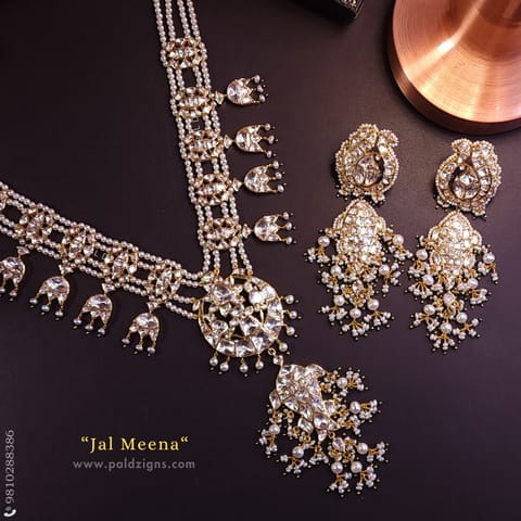 Jal Meena Moissanite Polki Pendant Set