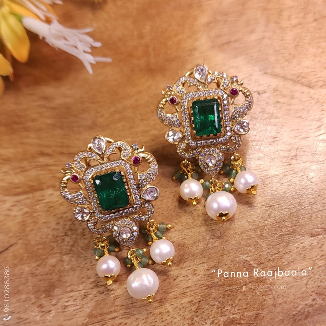 Panna Raajbaala Moissanite Polki Studs