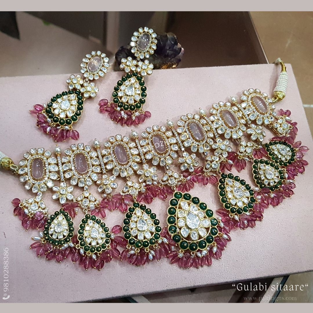 Gulabi Sitaare Moissanite Polki Set