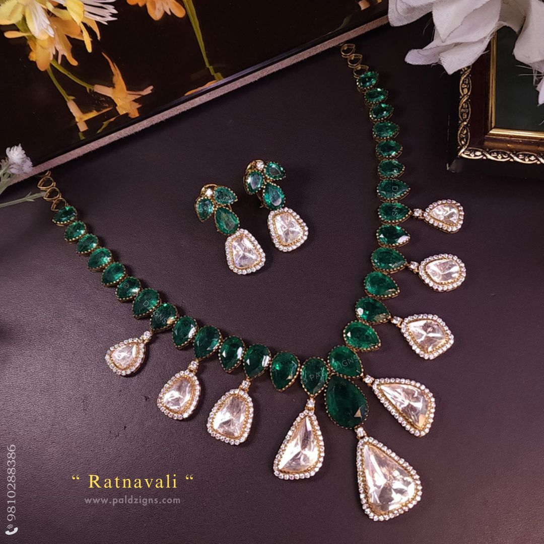 Ratnavali Moissanite Polki Necklace Set