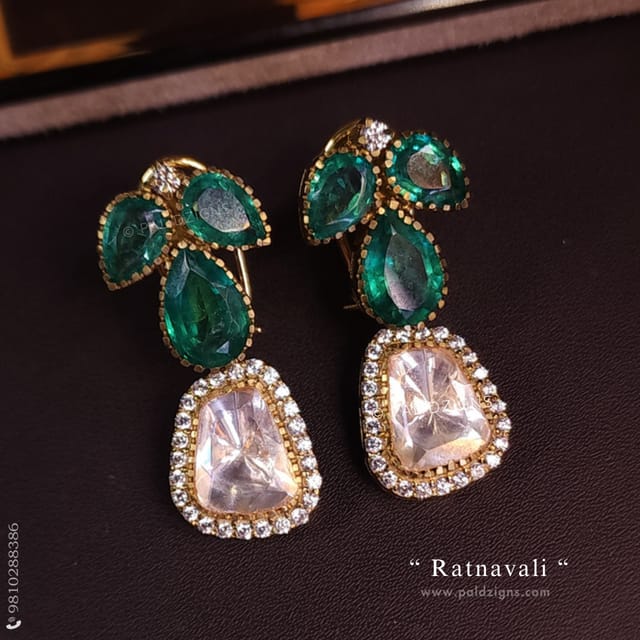Ratnavali Moissanite Polki Studs