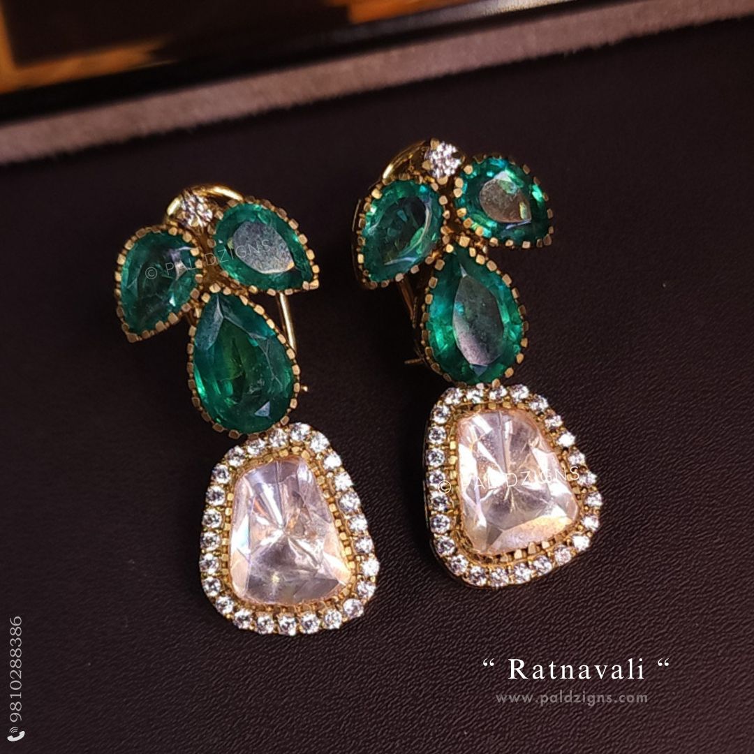 Ratnavali Moissanite Polki Studs