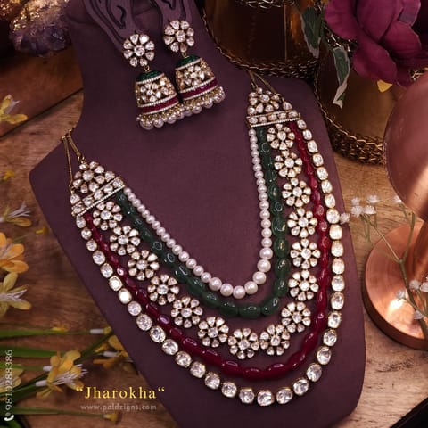 Jharokha Moissanite Polki Long Set