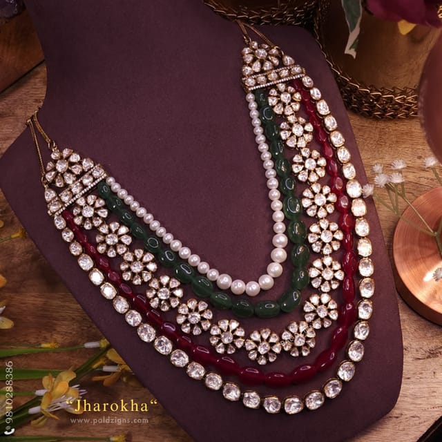 Jharokha Moissanite Polki Long Necklace