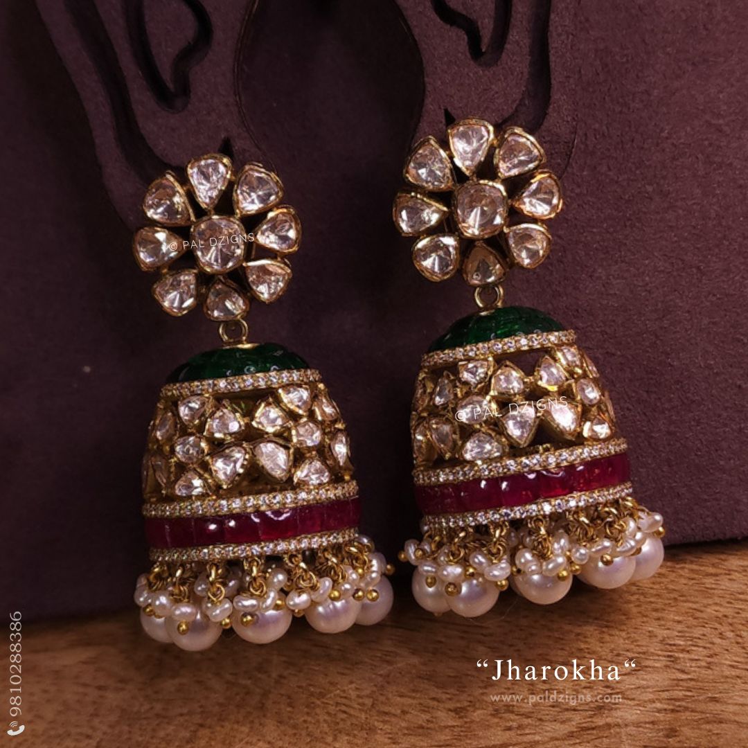 Jharokha Moissanite Polki Jhumki