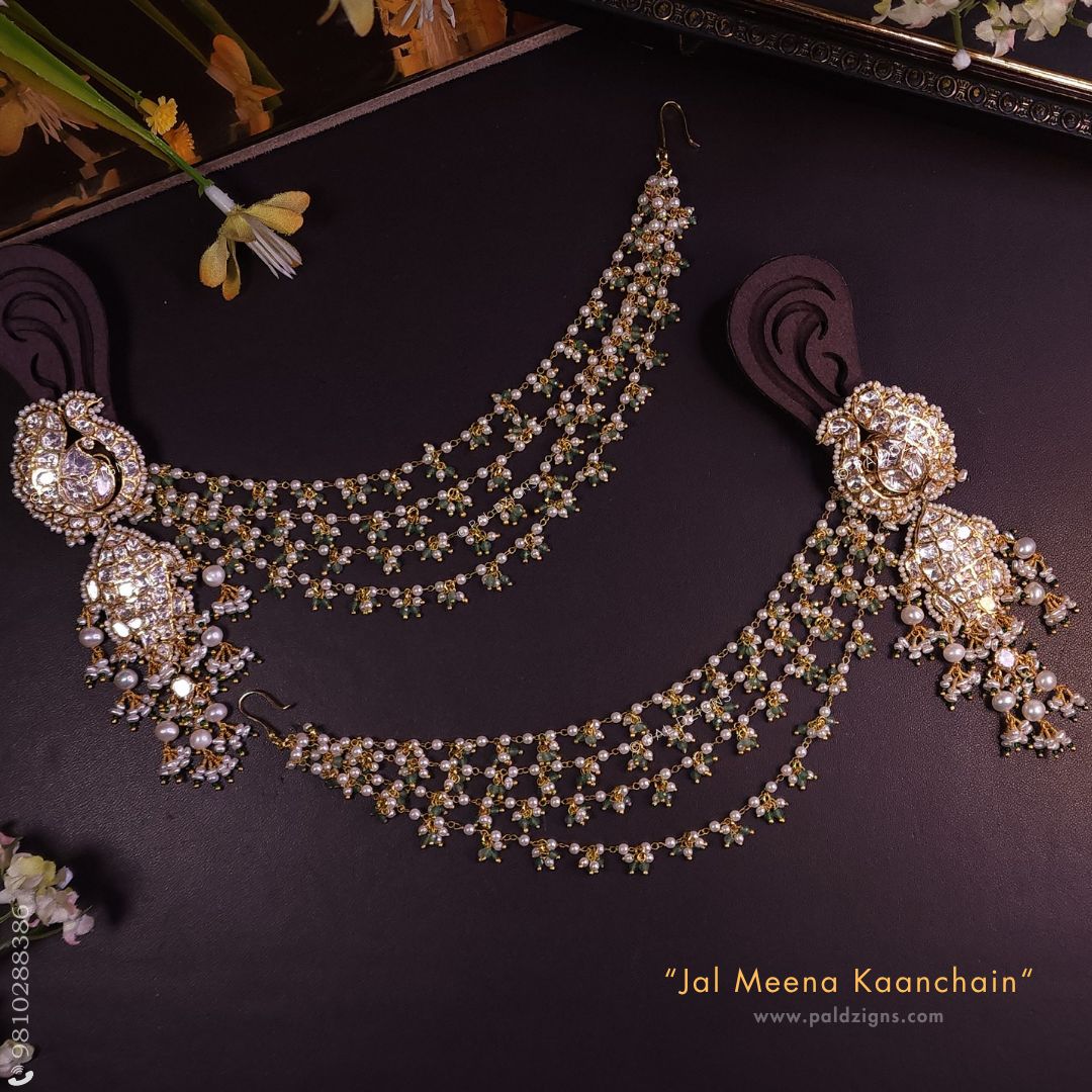 Jal Meena Kaanchain Moissanite Polki Earrings Combo
