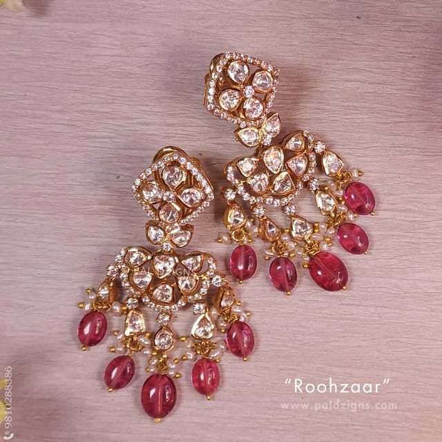 Roohzaar Moissanite Polki Earrings