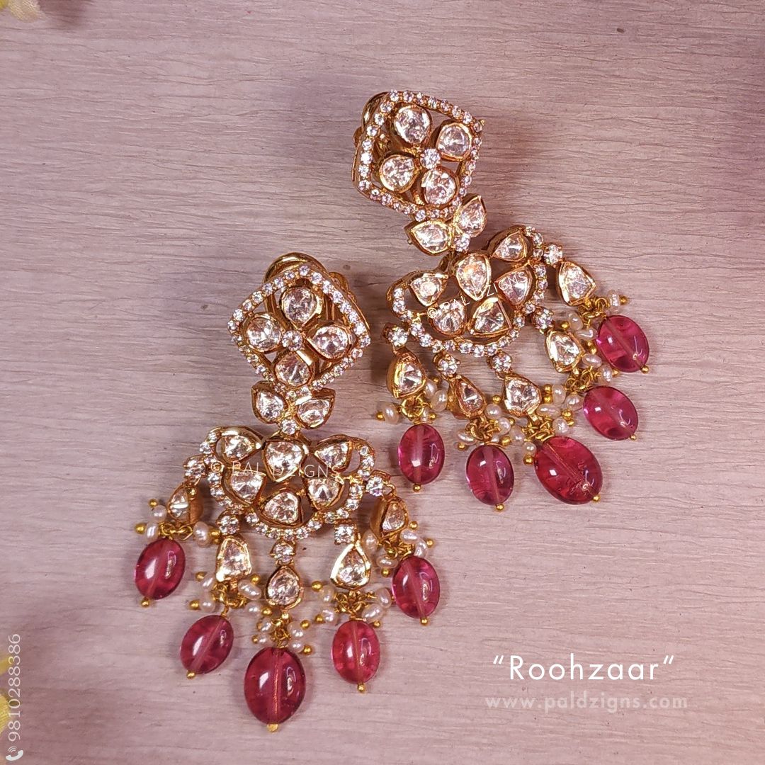 Roohzaar Moissanite Polki Earrings