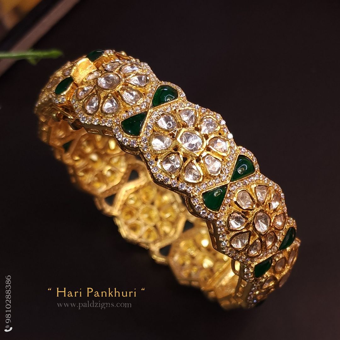 Hari Pankhuri 2-6" Size Moissanite Polki Bangle (Single)