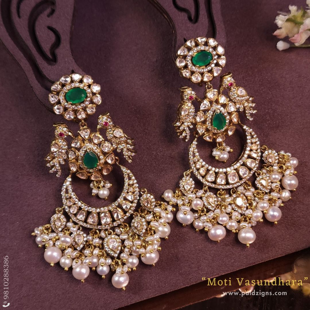 Moti Vasundhara Moissanite Polki Chaandbaali