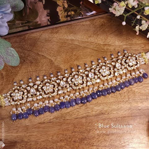 Blue Sultana Moissanite Polki Choker