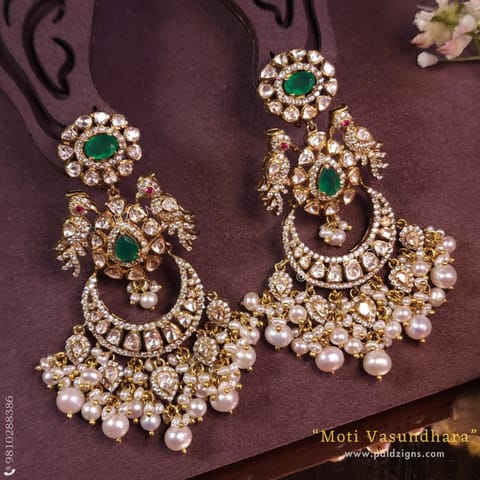 Moti Vasundhara Moissanite Polki Chaandbaali