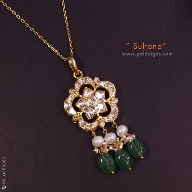 Sultana Moissanite Polki Pendant