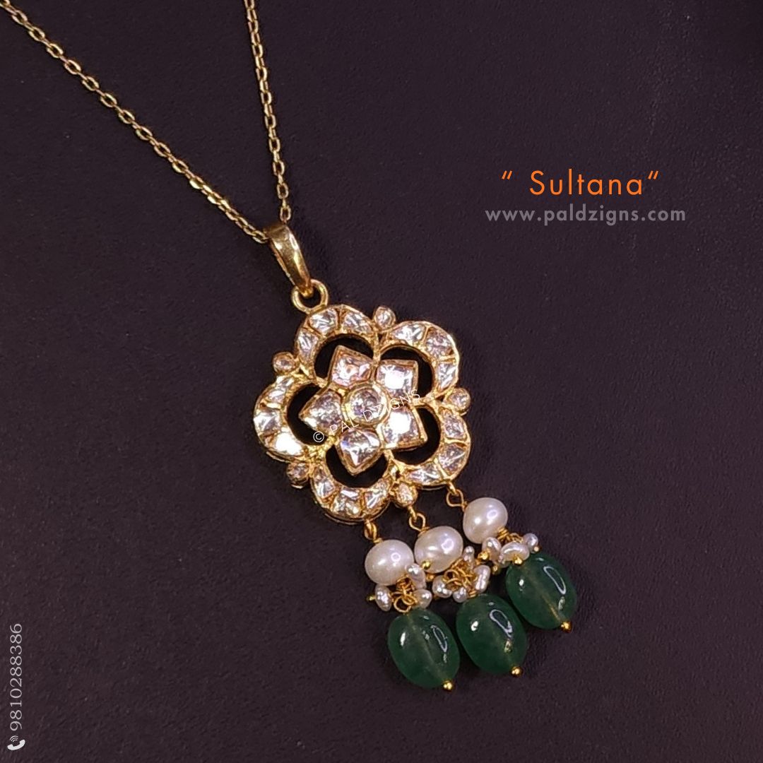 Sultana Moissanite Polki Pendant
