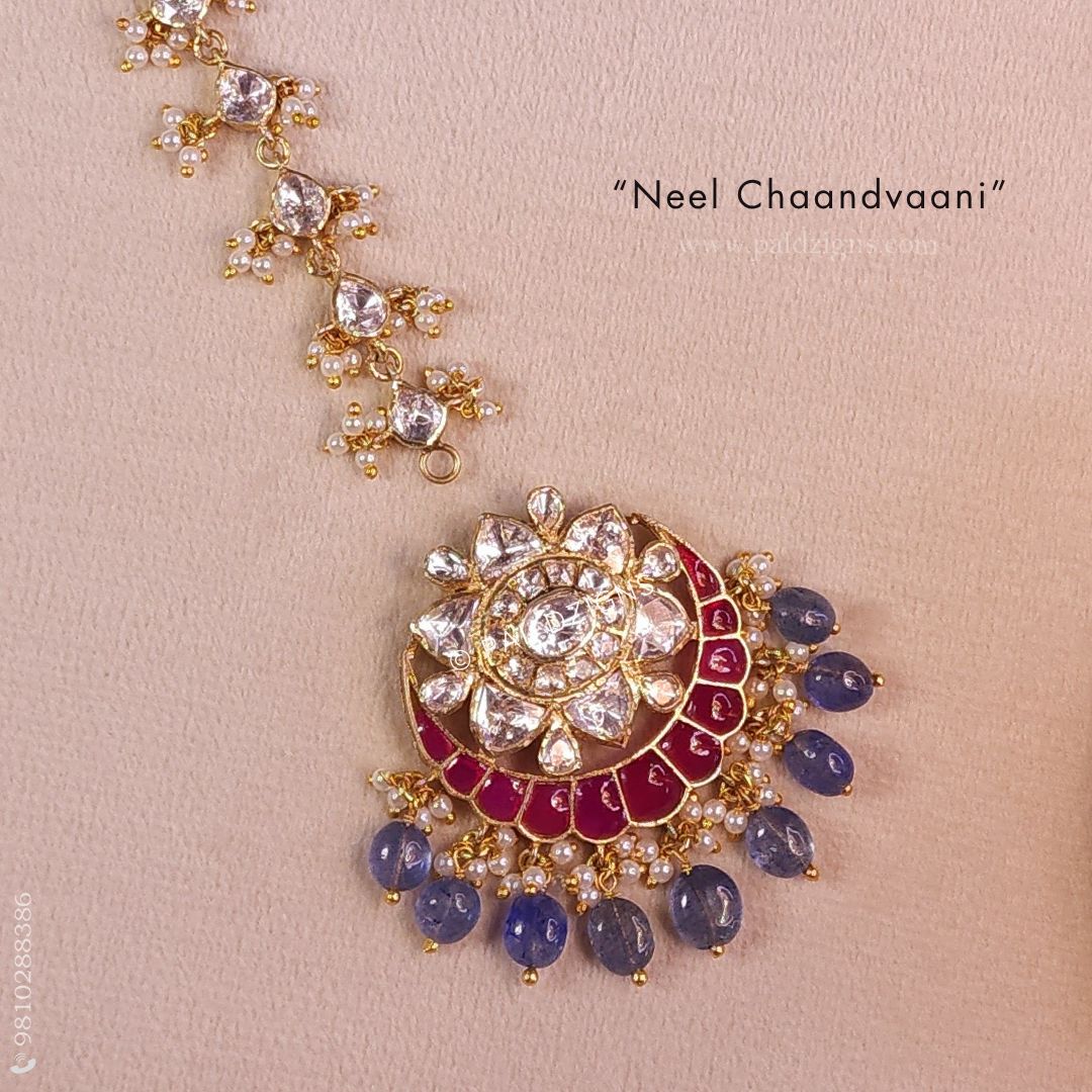 Neel Chaandvaani Detachable Moissanite Polki Maangtika And Pendant