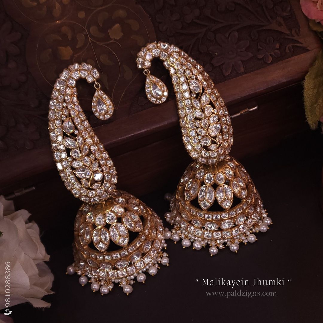 Malikayein Small Moissanite Polki Jhumki
