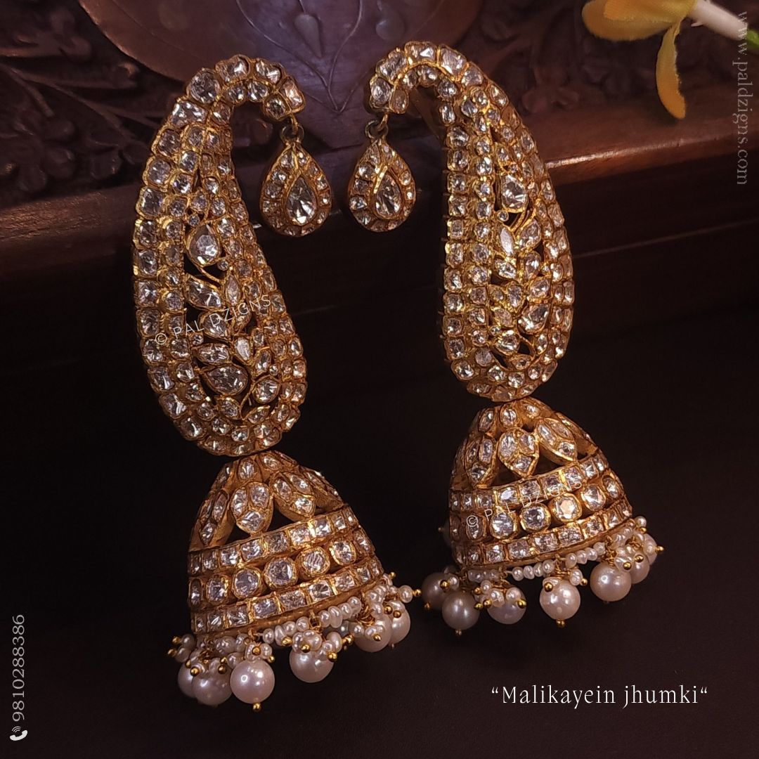Malikayein Small Moissanite Polki Jhumki