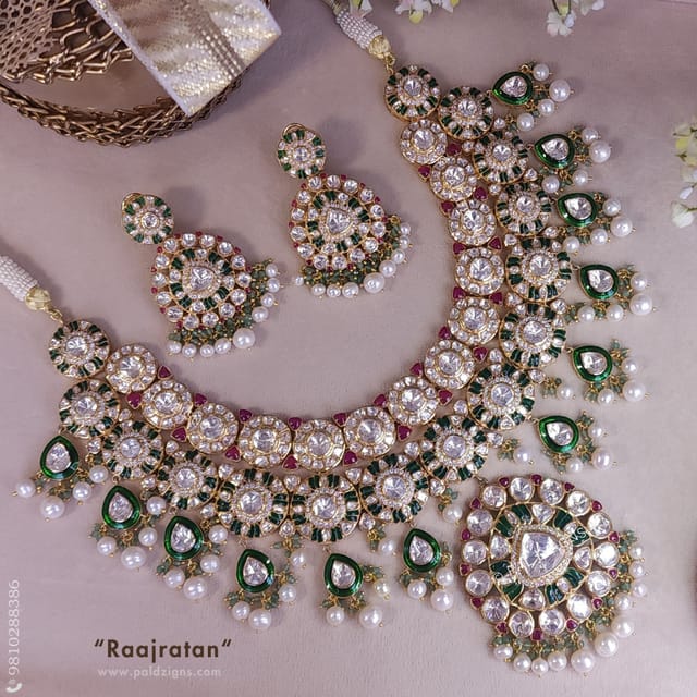 Raajratan Moissanite Polki Necklace Set