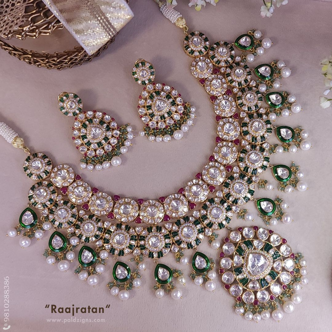 Raajratan Moissanite Polki Necklace Set