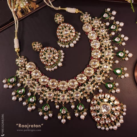 Raajratan Moissanite Polki Necklace Set