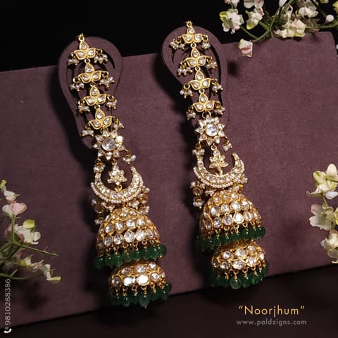 Noorjhum Moissanite Polki Jhumki