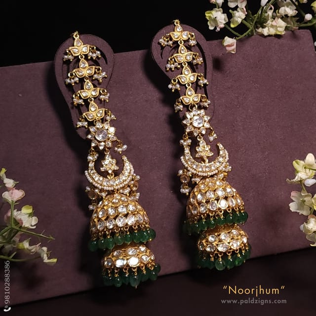 Noorjhum Moissanite Polki Jhumki
