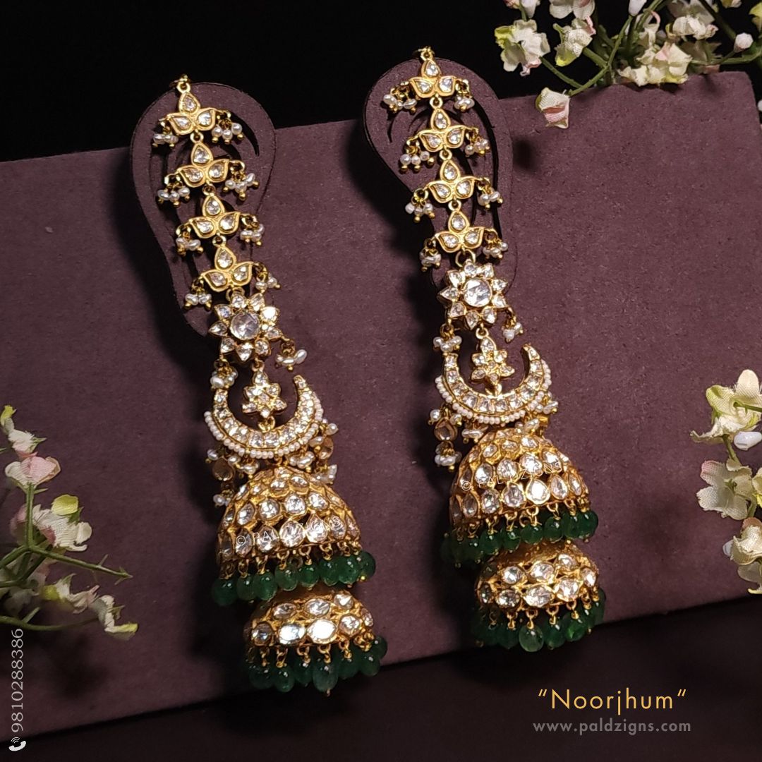 Noorjhum Moissanite Polki Jhumki