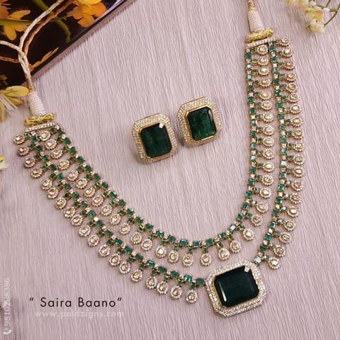 Saira Baano Moissanite Polki Necklace Set